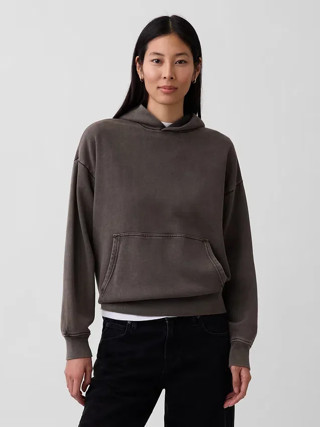 Oversized-hoodie i tjockt tyg för vuxna