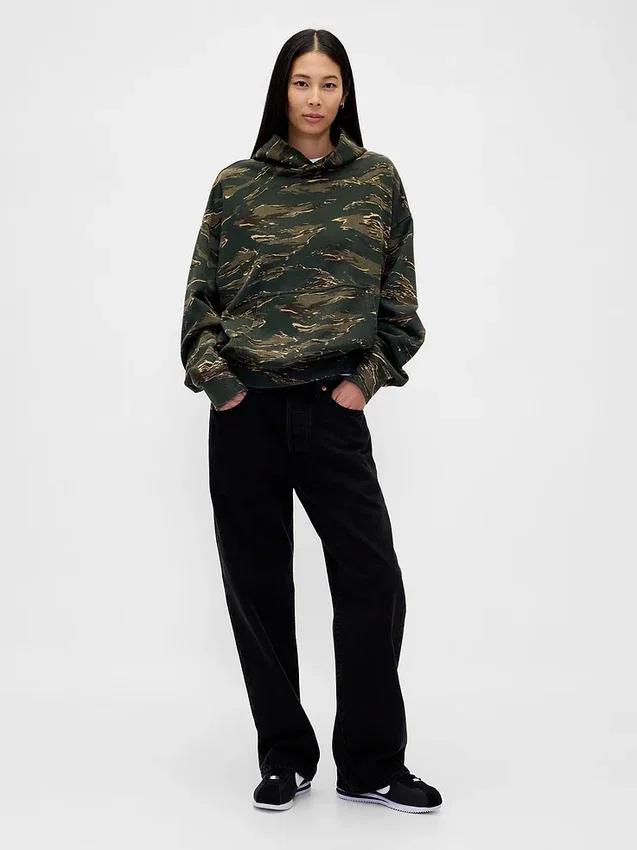 Oversized-hoodie i tjockt tyg för vuxna