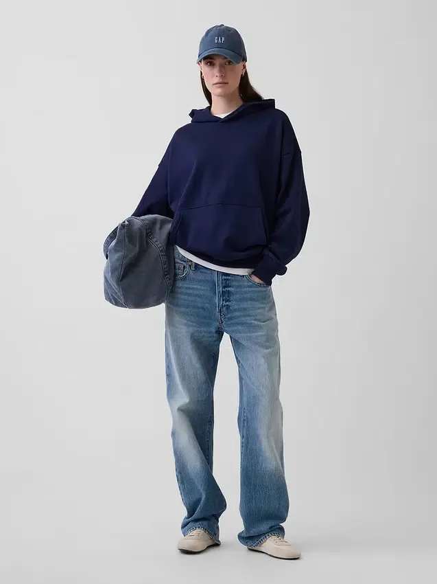 Oversized-hoodie i tjockt tyg för vuxna