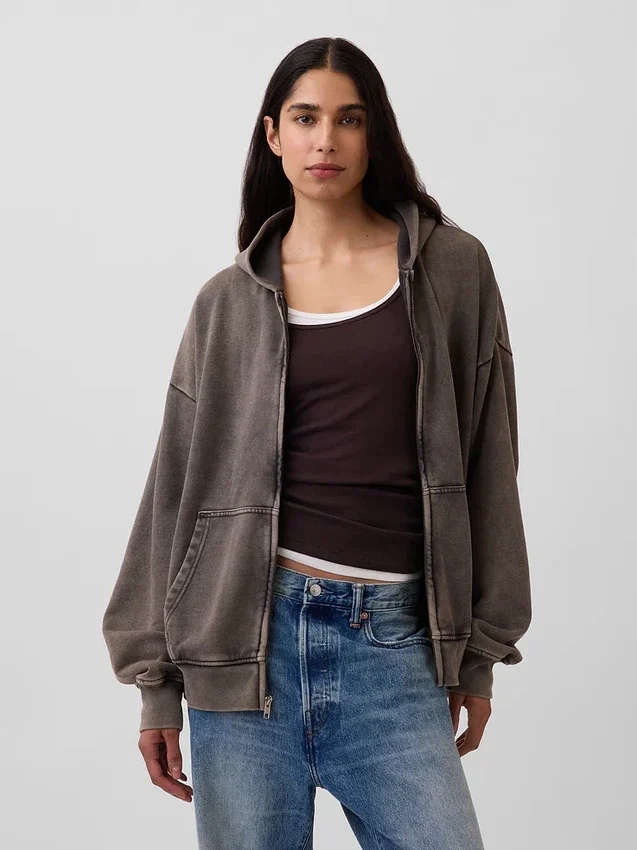Oversized hoodie med dragkedja för vuxna