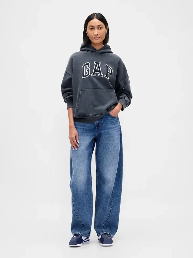 Oversized-hoodie med logo för vuxna