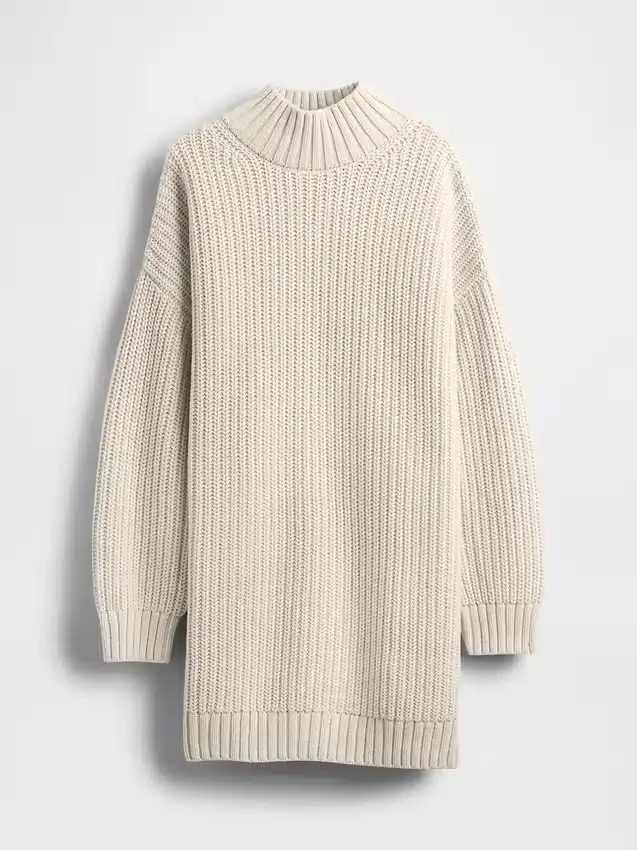 Oversized miniklänning i tröjstil med hög hals