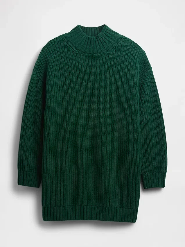 Oversized miniklänning i tröjstil med hög hals