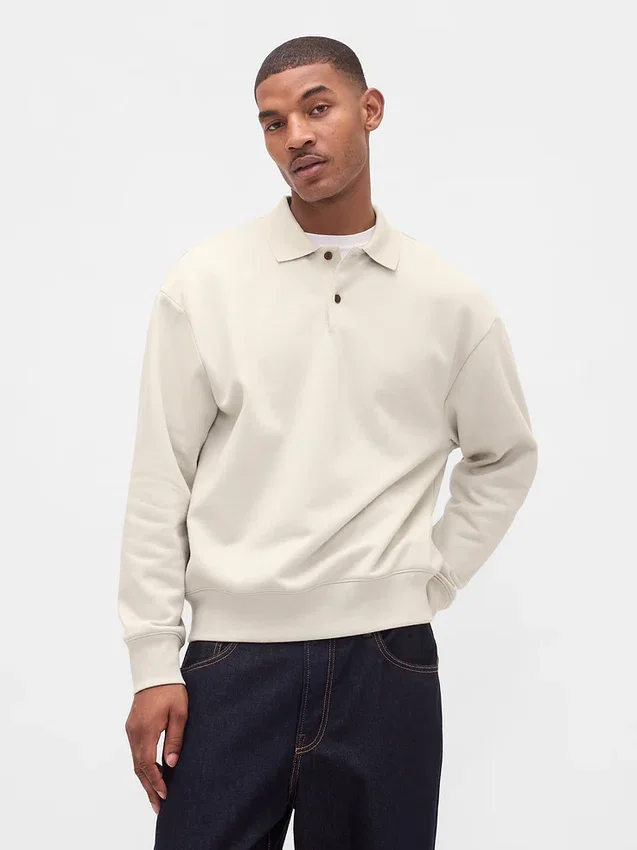 Oversized pikétröja i tjock fleece för vuxna