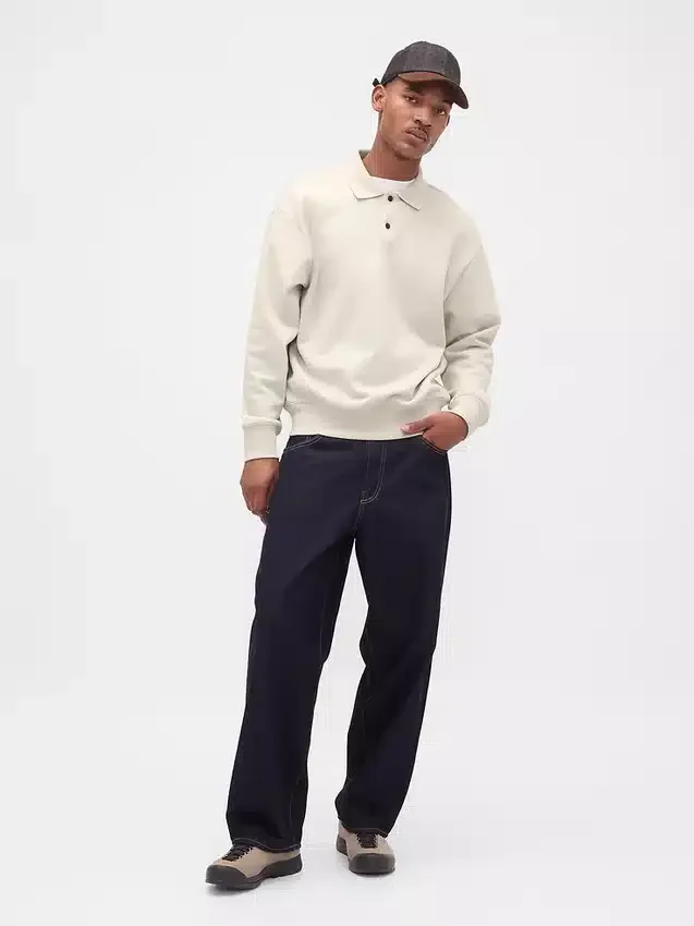 Oversized pikétröja i tjock fleece för vuxna