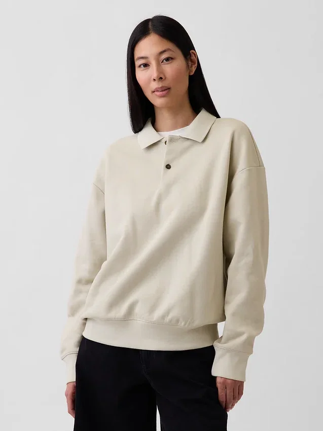Oversized pikétröja i tjock fleece för vuxna