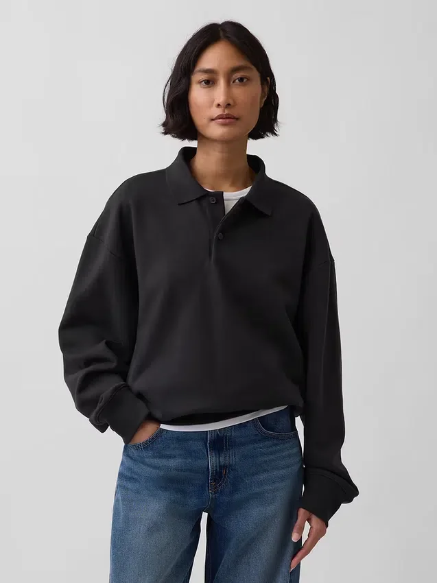 Oversized pikétröja i tjock fleece för vuxna