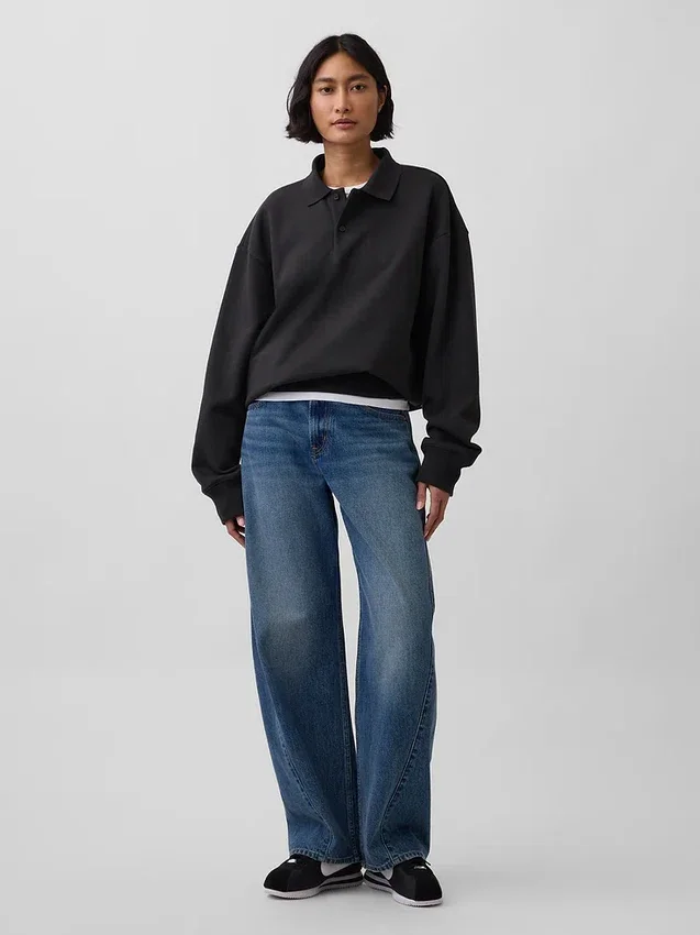 Oversized pikétröja i tjock fleece för vuxna