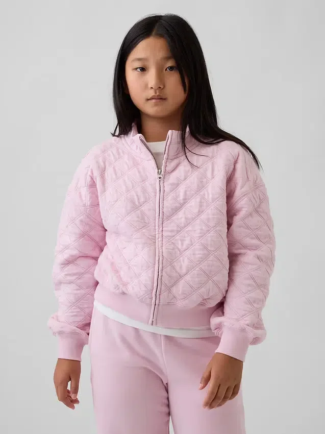 Oversized quiltad jacka med dragkedja för barn