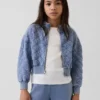 Oversized quiltad jacka med dragkedja för barn