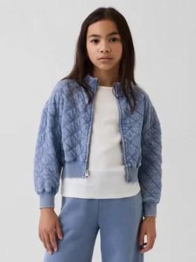Oversized quiltad jacka med dragkedja för barn