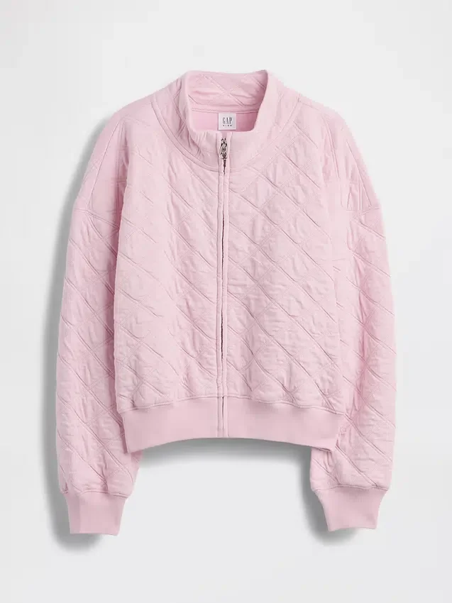 Oversized quiltad jacka med dragkedja för barn