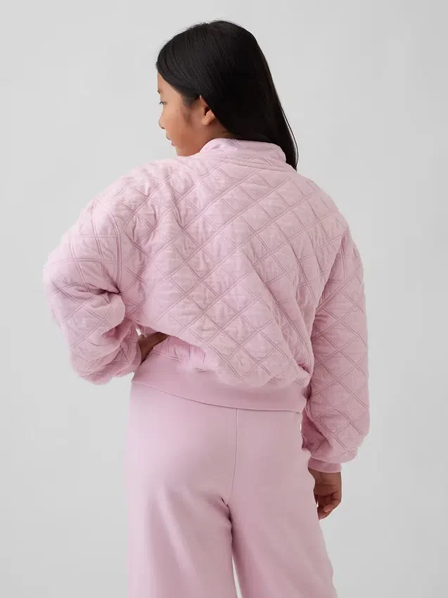 Oversized quiltad jacka med dragkedja för barn