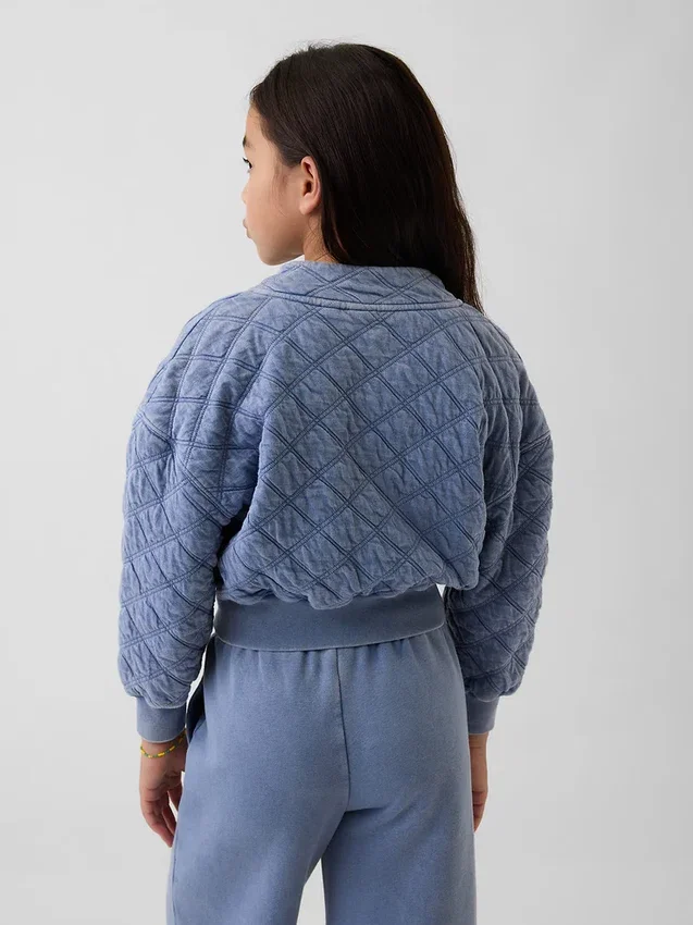 Oversized quiltad jacka med dragkedja för barn