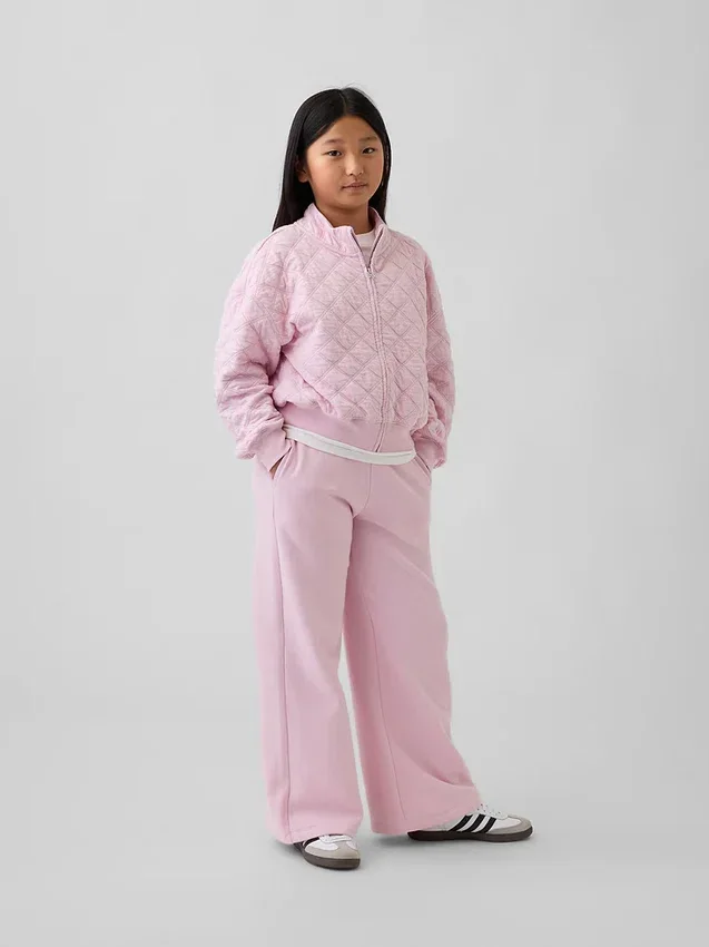 Oversized quiltad jacka med dragkedja för barn