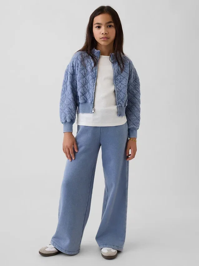 Oversized quiltad jacka med dragkedja för barn