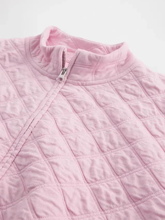 Oversized quiltad jacka med dragkedja för barn