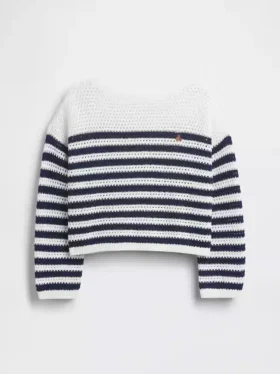 Oversized randig virkad tröja för barn