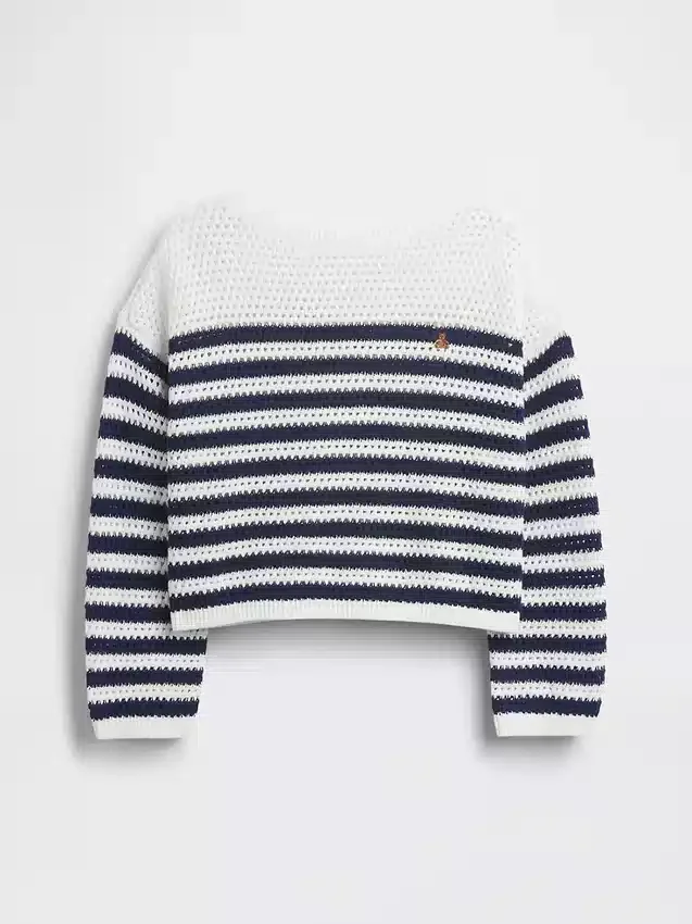 Oversized randig virkad tröja för barn