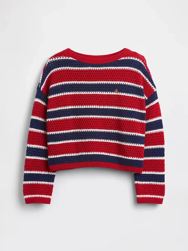 Oversized randig virkad tröja för barn
