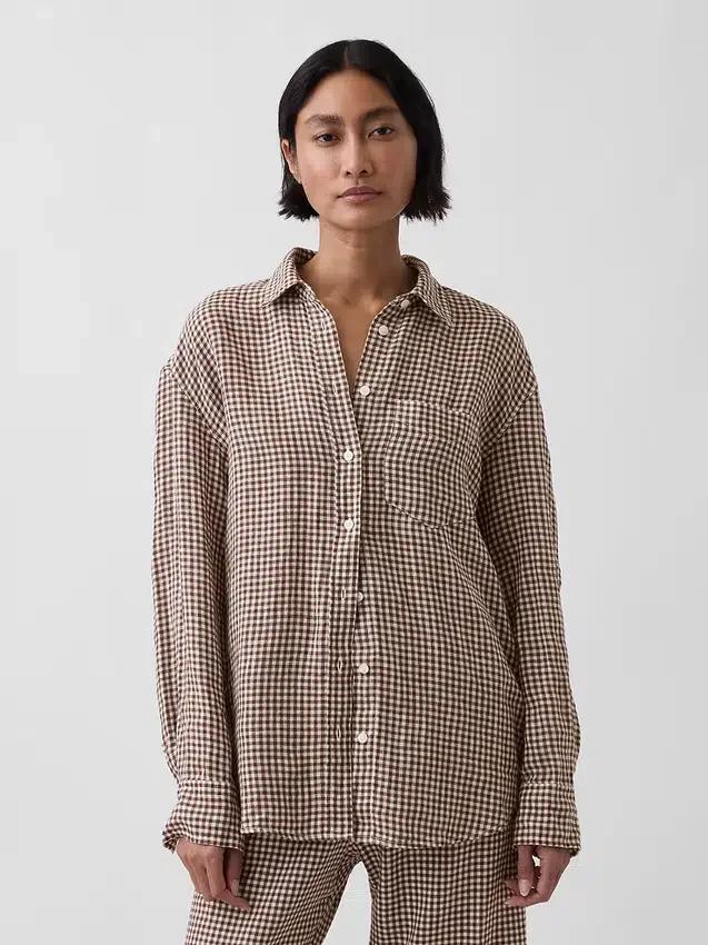Oversized-skjorta i 100 % linne