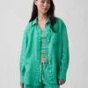 Oversized-skjorta i 100 % linne