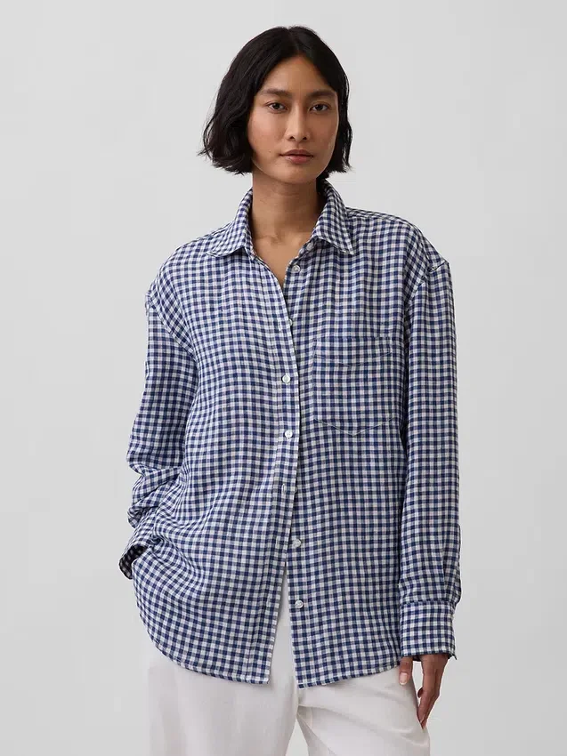 Oversized-skjorta i 100 % linne