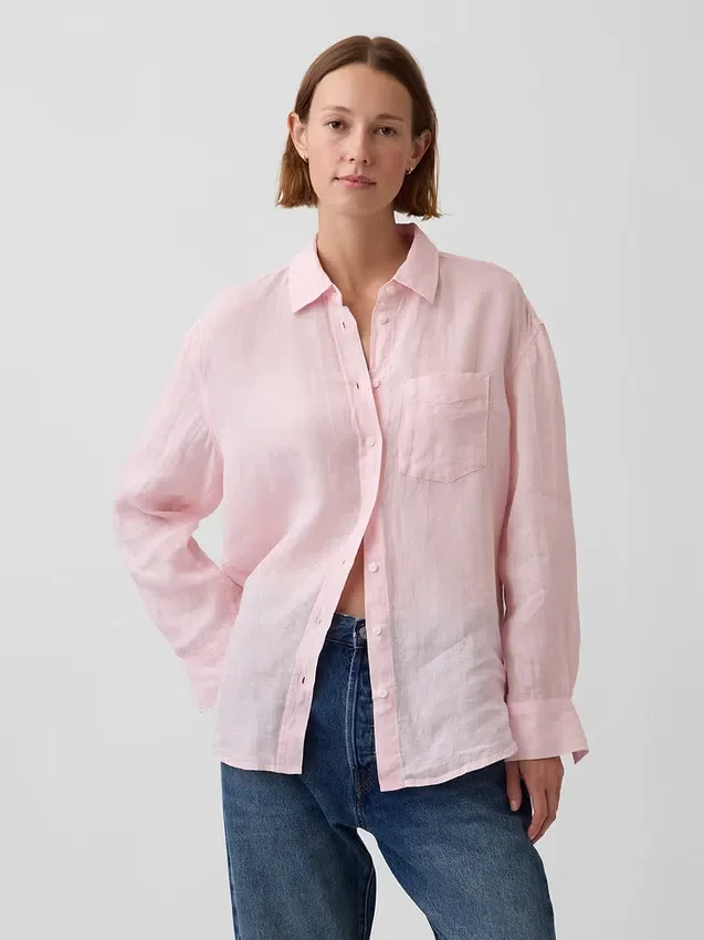 Oversized-skjorta i 100 % linne