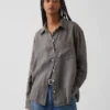 Oversized-skjorta i 100 % linne