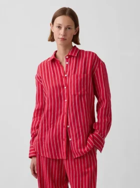 Oversized-skjorta i 100 % linne