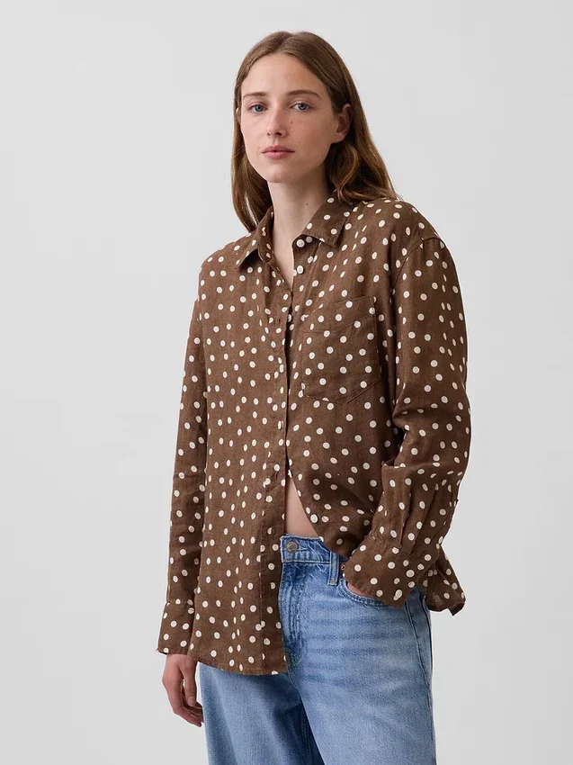 Oversized-skjorta i 100 % linne