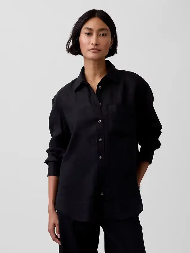Oversized-skjorta i 100 % linne
