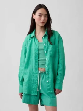 Oversized-skjorta i 100 % linne