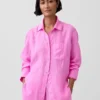 Oversized-skjorta i 100 % linne