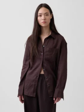 Oversized-skjorta i 100 % linne