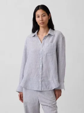 Oversized-skjorta i 100 % linne