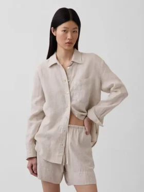 Oversized-skjorta i 100 % linne