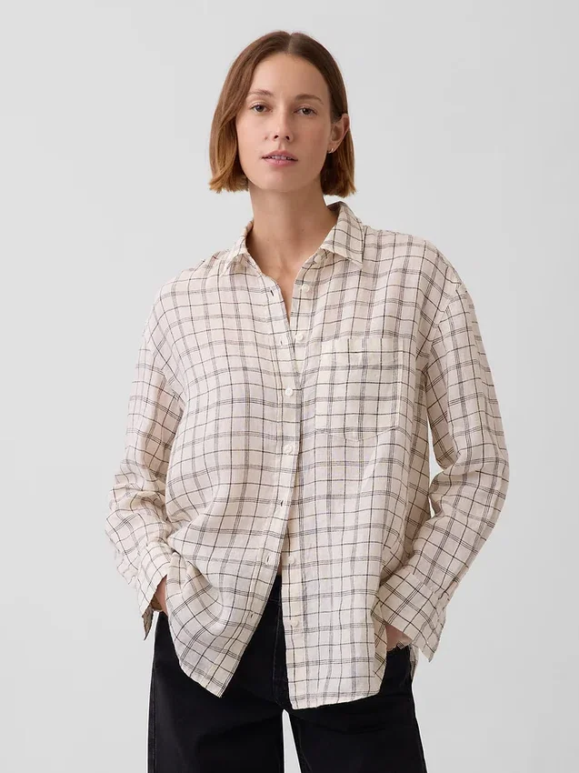 Oversized-skjorta i 100 % linne