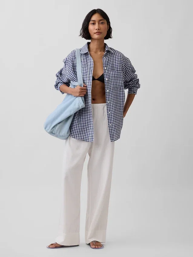Oversized-skjorta i 100 % linne