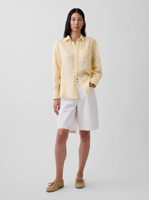 Oversized-skjorta i 100 % linne
