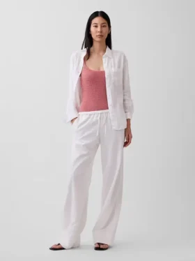 Oversized-skjorta i 100 % linne