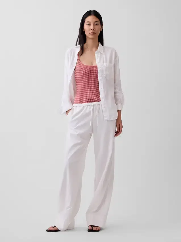 Oversized-skjorta i 100 % linne