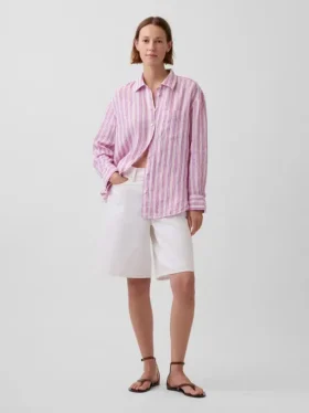 Oversized-skjorta i 100 % linne