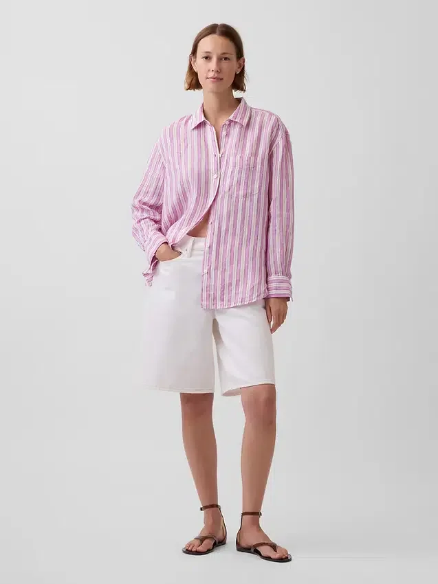 Oversized-skjorta i 100 % linne