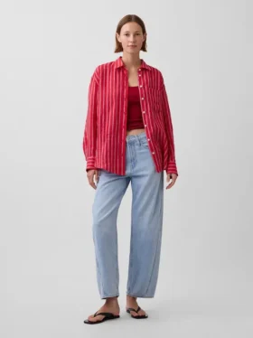 Oversized-skjorta i 100 % linne