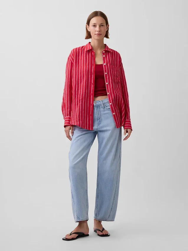 Oversized-skjorta i 100 % linne