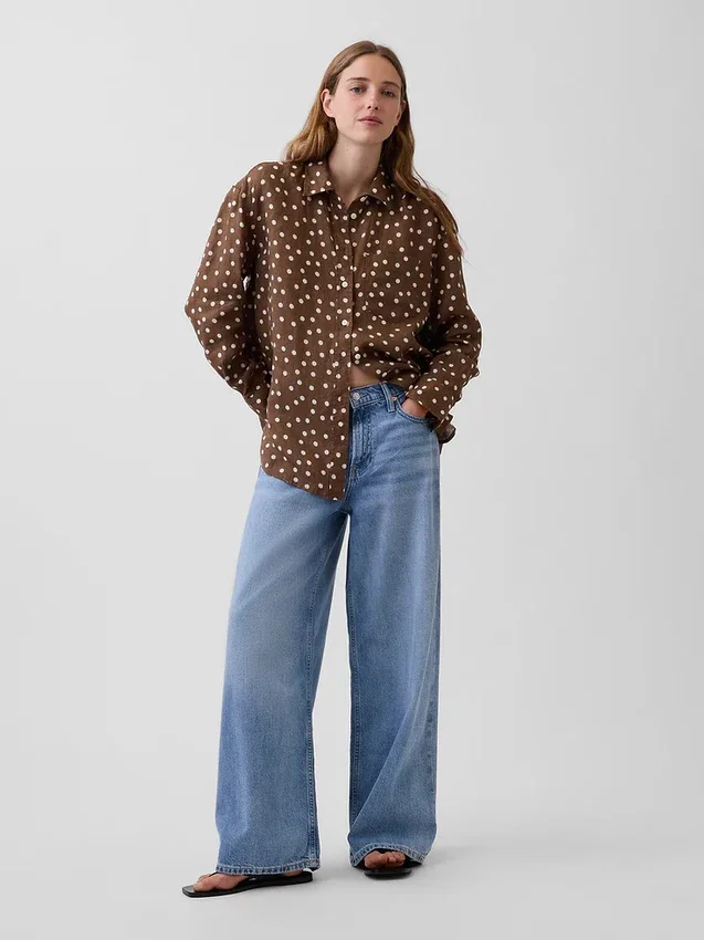 Oversized-skjorta i 100 % linne