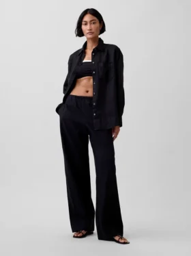 Oversized-skjorta i 100 % linne