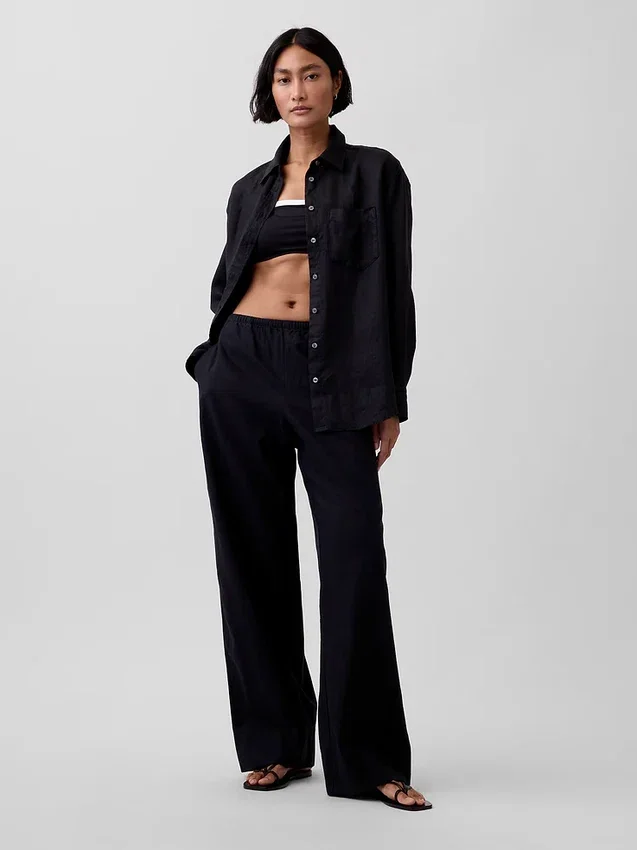 Oversized-skjorta i 100 % linne