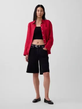 Oversized-skjorta i 100 % linne